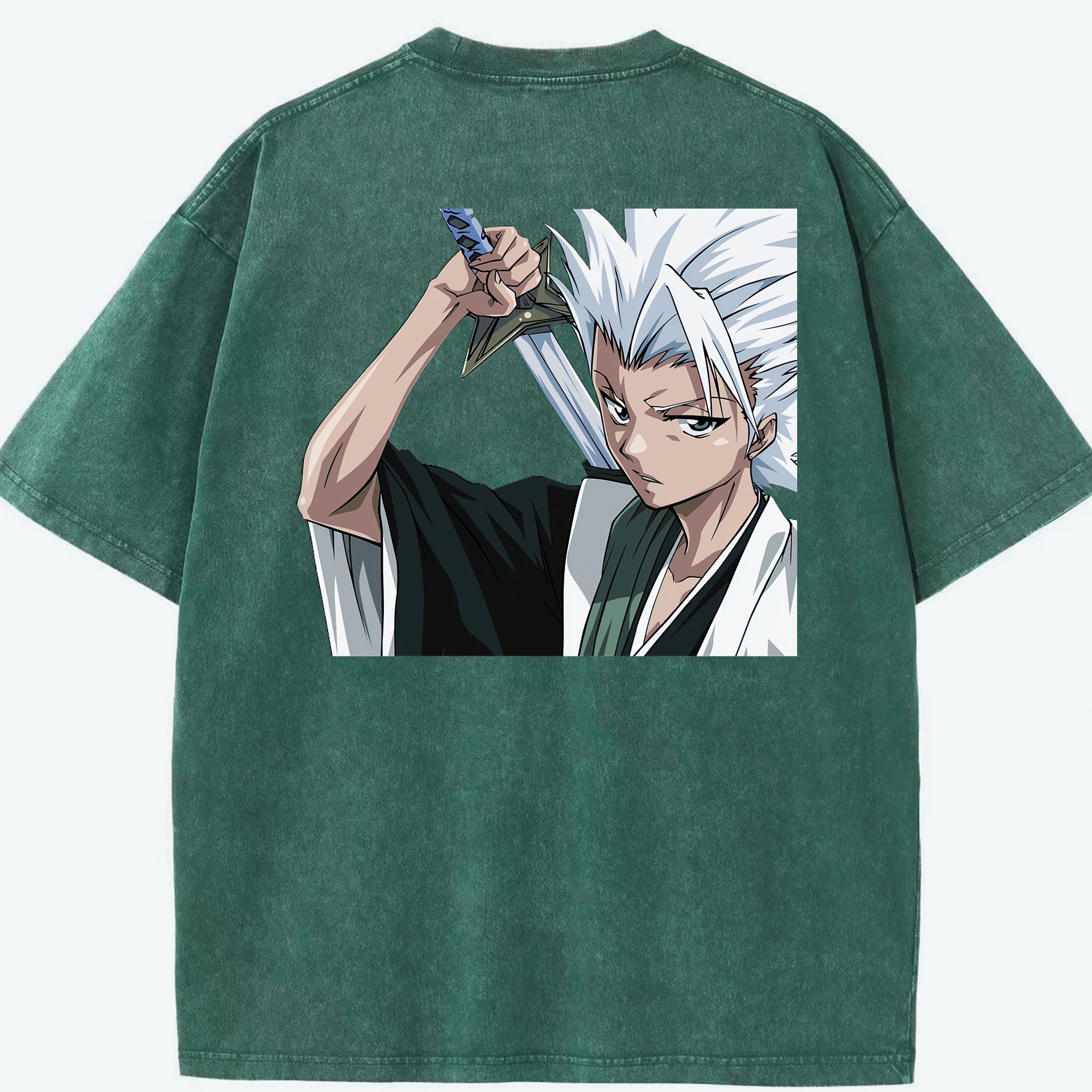 （画像用） ブリーチ 日番谷冬獅郎（ひつがや とうしろう） BLEACH Hitsugaya Toushirou 綿100% ヴィンテージ風 半袖Tシャツ（背面プリント）